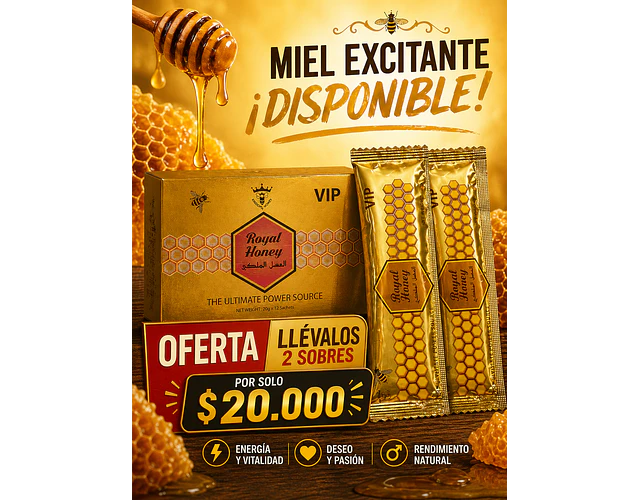  2 Sobres de Potenciador Miel Royal Honey Gold VIP 20g