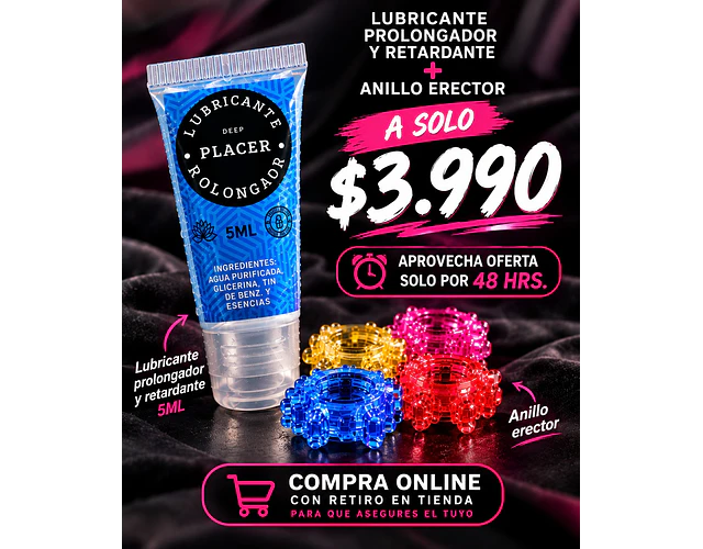Pack Lubricante Prolongador + Anillo Erector