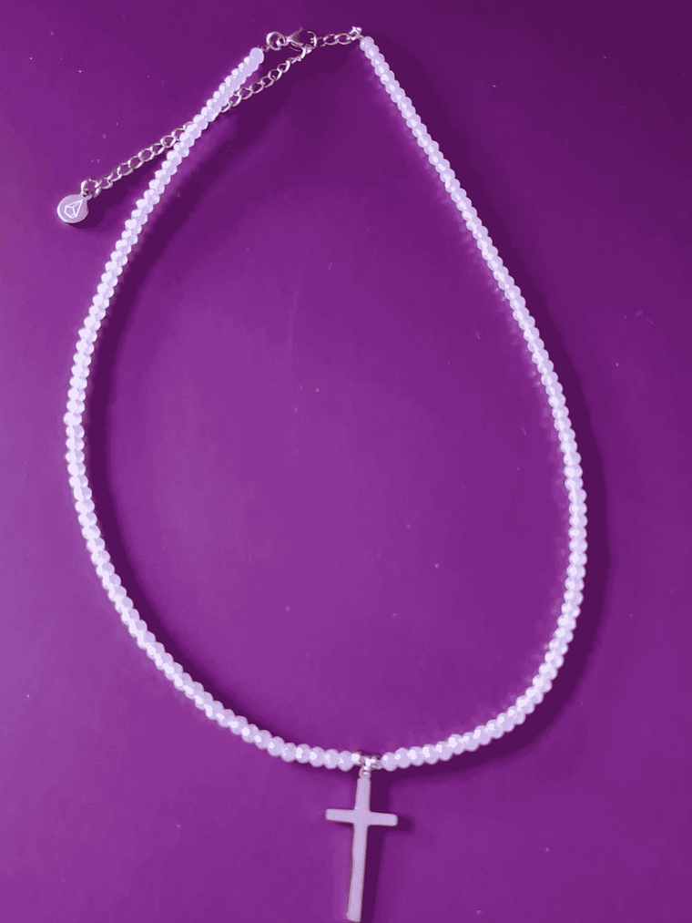 Collar cristal y acero bañado en oro 1