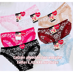 Bikini algodón con encajes tallas y colores surtidas la docena 