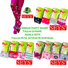 Panty bambú juvenil marca SEYS tallas 10/12.12/14.14/16 surtidas la docena