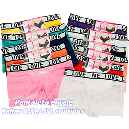 Pantaleta encaje tallas y colores surtidas la docena 