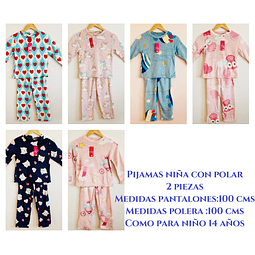 Pijamas niña juvenil con polar talla única como para 14 años .diseños surtidos la docena 