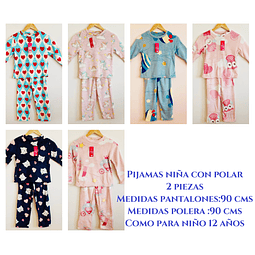 Pijamas niña juvenil con polar talla única como para 12 años .diseños surtidos la docena 