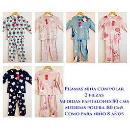 Pijamas niña con polar talla única como para 8 años .diseños surtidos la docena 