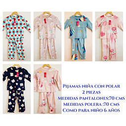 Pijamas niña con polar talla única como para 6 años .diseños surtidos la docena 