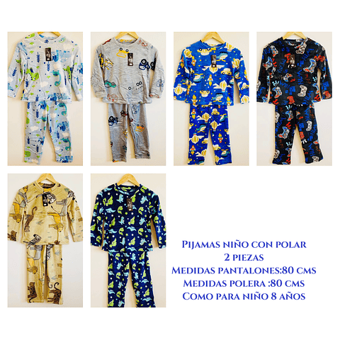 Pijamas niño con polar talla única como para 8 años .diseños surtidos la docena 
