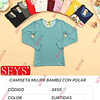 Camiseta SEYS mujer lunares 3455 bambú con polar talla UNICA S y colores surtidas la docena 
