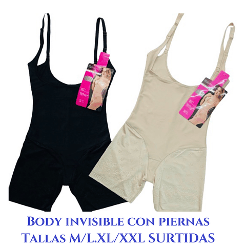 Body faja reductor invisible segunda piel con tirantes ajustable colores negro y piel .tallas surtidas la docena 