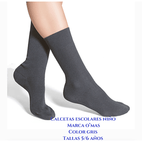 Calcetas niño escolares marca O’mas color gris tallas para 10/11 años la docena 