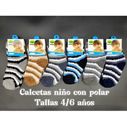 Calcetas niño con polar tallas 4/6 años colores surtidas la docena 