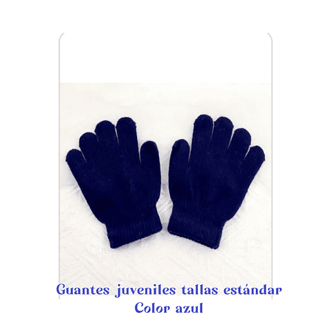 Guantes de lana para juvenil color azul tallas estándar la docena