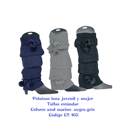 Polainas lana C2-165 juvenil y dama .colores azul marino .negro y gris y tallas estándar la docena 
