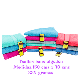 Toallas de baño algodón 💯 150 cms x 80 cms .380 gramos .colores surtidas la docena 
