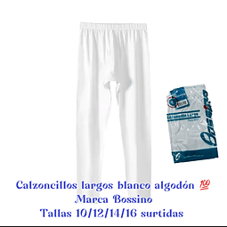 Calzoncillos largos color blanco algodón 💯 Marca Bossino Tallas 10/12/14/16 surtidas la docena 