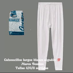 Calzoncillos largos blanco algodón 💯 Marca Bossino Tallas 4/6/8 surtidas 