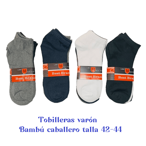 Tobilleras varón algodón con bambú colores surtidas la docena 