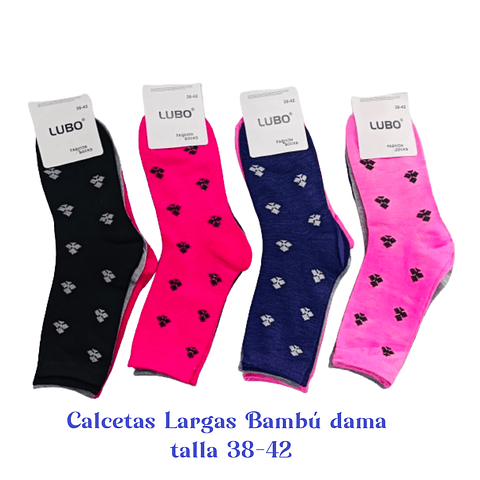 Calcetas dama algodón con bambú colores surtidas la docena 