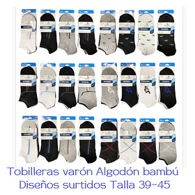 Tobilleras bambú de varón talla 39-45 la docena 