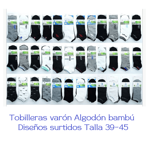 Tobilleras bambú de varón talla 39-45 la docena 