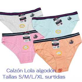 Calzón Lola algodón💯 tallas y colores surtidas la docena 