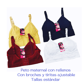 Peto maternal microfibra tallas estándar y colores surtidas la docena 