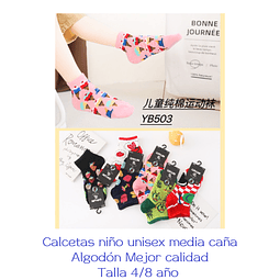 Calcetas niño unisex media caña Algodón Mejor calidad Talla 4/8 año la docena