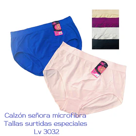 Calzón señora microfibra tallas especiales y colores surtidas la docena 