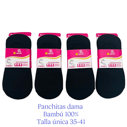 Panchitas dama color negra talla única 35-41 la docena 