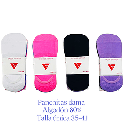 Panchitas dama colores surtidas y talla única 35-41 la docena 