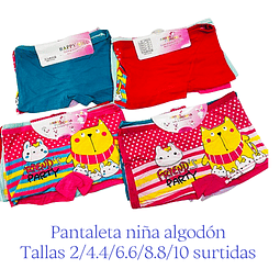 Pantaleta niña algodón tallas y colores surtidas la docena