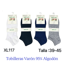 Tobilleras varón 95% algodón talla 39/45 y colores surtidas la docena 