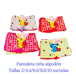 Pantaleta niña algodón tallas y colores surtidas la docena 