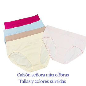 Calzón señora microfibra tallas especiales y colores surtidas la docena 