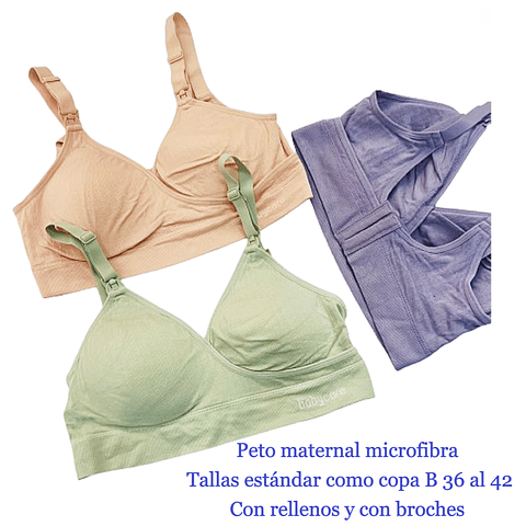 Peto maternal microfibra talla estándar y colores surtidas la docena 