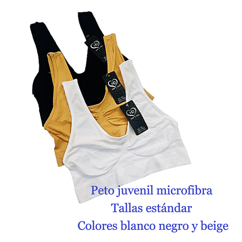 Peto juvenil microfibra talla estándar y colores surtidas la docena 