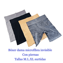 Bóxer dama con piernas microfibra tallas y colores surtidas la docena 