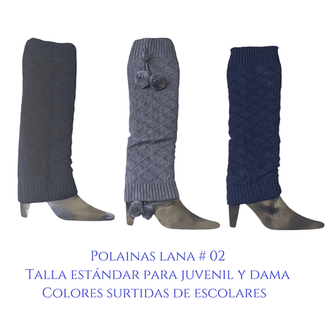 Polainas lana #02 talla estándar y colores surtidas la docena 