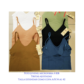 Peto microfibra con tiritas ajustables diseños acabalado fino talla estándar y colores surtidas la docena 