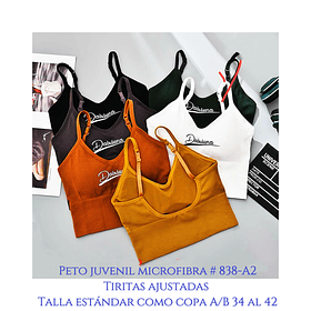 Peto microfibra con tiritas ajustables diseños acabalado fino talla estándar y colores surtidas la docena 