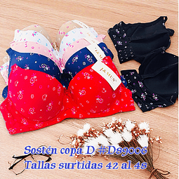 Sostén copa D tallas y colores surtidas la docena 