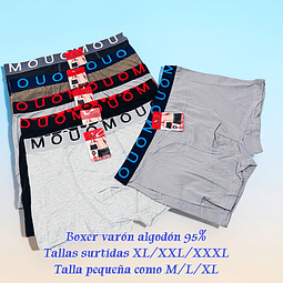 Boxer varón algodón 95% tallas y colores surtidas la docena 