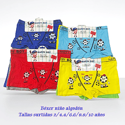 Bóxer niño algodón tallas y colores surtidas la docena 