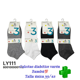Calcetas diabético varón # Ly111 bambú 💯 talla única 39/45 la docena 