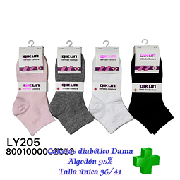 Calcetas diabético dama # Ly205 algodón 95% talla única 36/41  la docena 