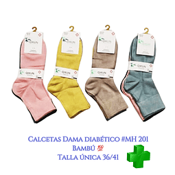 Calcetas Diabético Dama #MH 201 bambú 💯 talla única 36/41 la docena 