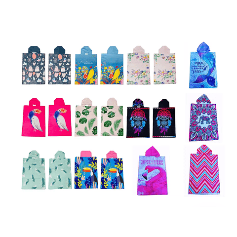 Toallas de baño playa y piscina con capucha mujer #918-2  microfibra 145 x 80 cms.510 gramos .precio por docena  ( 12 diseños surtidos .no se pueden seleccionar ya vienen surtidos diseños en paquete) 