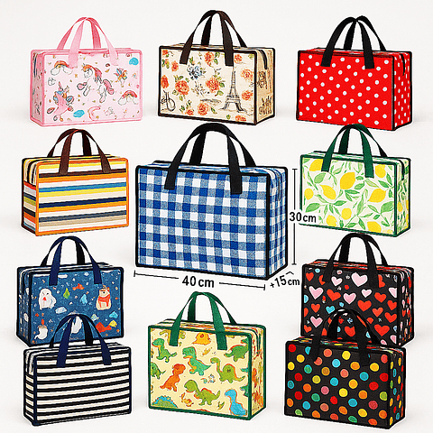 Bolsa Matutera 40x30x15 cms– diseño enviado al azar, por 1 unidad 