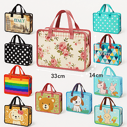 Bolsa Matutera 33x27x14 cms– diseño enviado al azar, por 1 unidad 