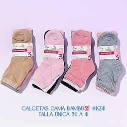 Calcetas bambú dama talla única 36 al 41 la docena 